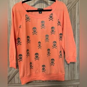Wet Seal Coral Skull Pattern Top